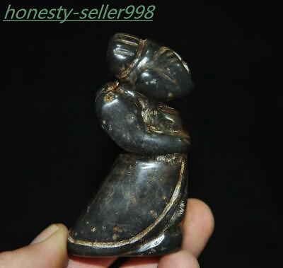 #ad 3quot; Chinese Hongshan Culture Meteorite iron carved sacrifice woman statue pendant $21.25