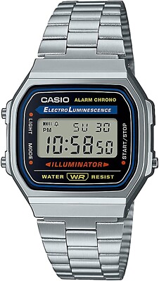 #ad Casio A168W 1 7 Year Battery Chronograph Silvertone Watch Alarm Illuminator $23.97
