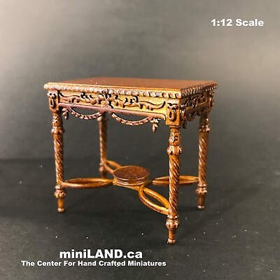 #ad Victorian ornate side table Dollhouse miniature 1:12 quality handcrafted WALNUT $46.50
