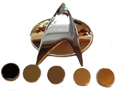 #ad Star Trek TNG Full Size COMMUNICATOR Pin and Set of 5 Officer Rank PIPS $24.99