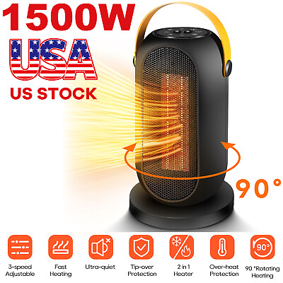 #ad 1500W Portable Electric Ceramic Space Heater Fan Adjustable Thermostat for Room $24.95