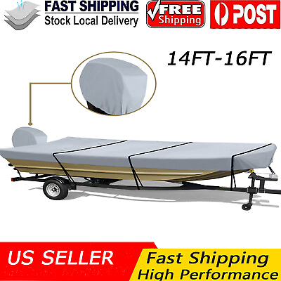 #ad 14ft 16ft Heavy Duty Jon Boat Cover 600D Waterproof Boat Cover with Motor Cover $79.43