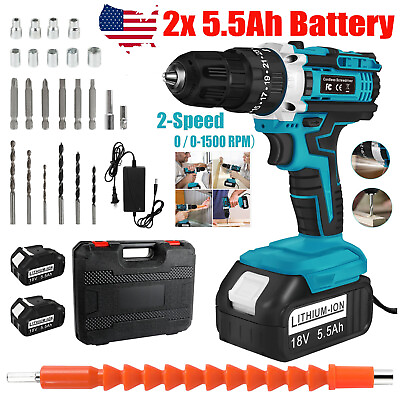 #ad 21V Electric Drill Tool Cordless Screwdriver Drill Set w 2 Battery for Makita $29.99