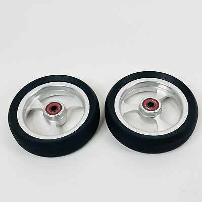 #ad ALUMINUM 4” X 1” WHEELCHAIR CASTER WHEELS Pair Poly Court Tire Firm Roll $40.00