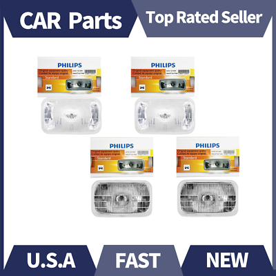 #ad Front Left Right 4X Headlight Bulb High Low Beam Philips fits 88 91 GMC K3500 HL $105.56