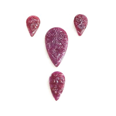 #ad Rare 4pcs Layout Certified Natural Unheated Untreated Carved Ruby 45ct $255.00