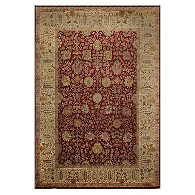 #ad 10#x27;2quot; x 14#x27;7quot; Hand Knotted 100% Wool Traditional Oriental Area Rug Burgundy $1600.00
