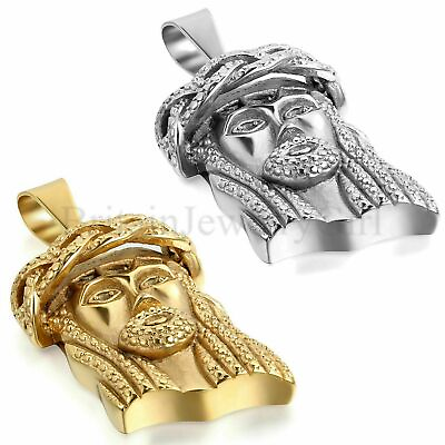 #ad #ad Men#x27;s Jesus Piece Charm Pendant Silver Gold Tone Stainless Steel Chain Necklace $9.09