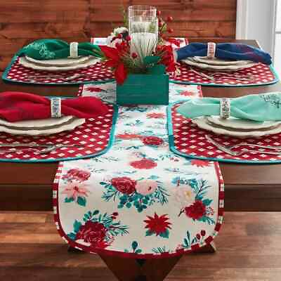 #ad PIONEER WOMAN Wishful Winter Table Linen 13 Piece Set Napkin Rings Placemats NEW $29.95