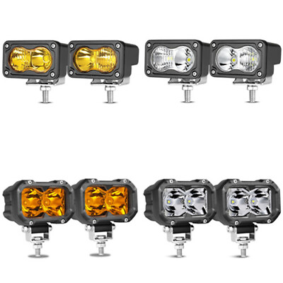 #ad 3quot; 4quot; LED Work Light Spot Flood Cube Pods Driving Fog Lamp Offroad Yellow Amber $12.99
