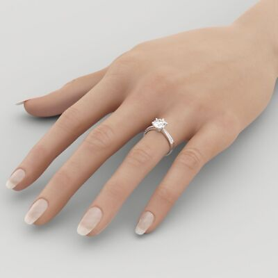 #ad 1 3 4 Carat J K VS2 Natural Diamond Engagement Ring Round Cut 18K White Gold $3293.10
