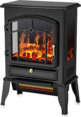 #ad Electric Fireplace Stove Freestanding Fireplace Heater with Realistic Flame 10 $89.99