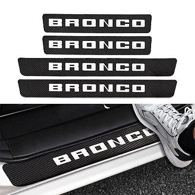 #ad 4X For Ford Bronco Accessories Car Door Sill Step Plate Scuff Cover Protector J5 $12.99