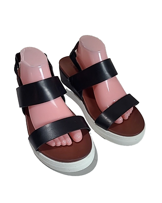 #ad Torrid Black Strappy Comfy Footbed Open Toe Platform Wedge Sandals Womans 10.5W $19.05