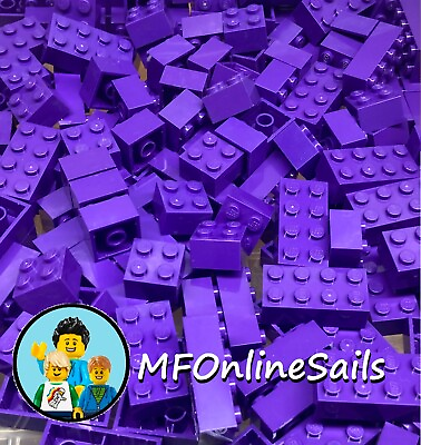 #ad 50 Purple LEGO quot;Big Bricksquot; 2x2 amp; 2x4 Random Bulk Lot $10.95