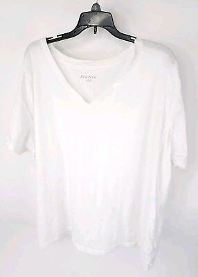 #ad #ad Ava Viv Womens 2X White V Neck T Shirt Top $10.02