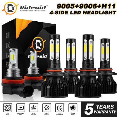 #ad 90059006H11 Combo 4 Side LED Headlight Kits High Low Bulbs 6000K Bright White $32.98