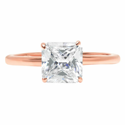 #ad 1.0 ct Asscher Cut Lab Created Diamond Stone 14K Rose Gold Solitaire Ring $3222.17