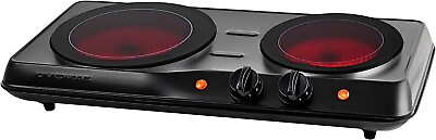 #ad OVENTE Electric Double Infrared Burner with 7.75quot; amp; 6.75quot; Ceramic Plates BGI102B $44.99