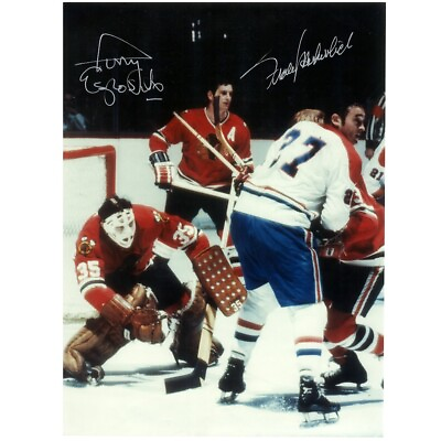#ad Tony Esposito amp; Frank Mahovlich Signed Blackhawks amp; Canadiens 8 x 11 Photo 70759 $143.99