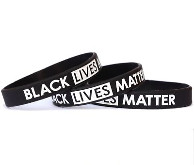#ad Set of BLACK Lives Matter Wristband Bracelets New Silicone Wrist Bands Lot $5.98