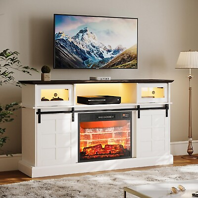 #ad Fireplace TV Stand w Led Lights amp; 23quot; Electric Fireplace for Tvs up to 65quot; $349.98