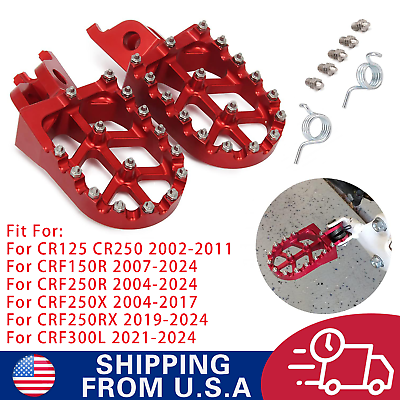 #ad CRF250R Pegs Dirt Bike Foot Pegs for CR125 CR250 2002 2007 CRF250R 2004 2023 Red $30.99