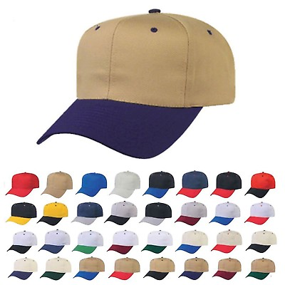 #ad Blank Two Tone Cotton Twill 6 Panel Baseball Snapback Hats Caps Sports Unisex $12.95