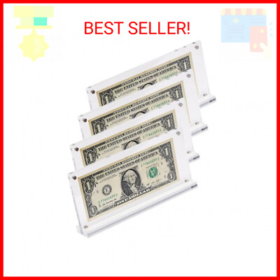 #ad IEEK Acrylic Dollar Bill Display Case Dollar Frame Clear Paper Money Holders Cur $33.40