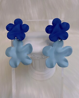 #ad Blue Daisy Flower Dangle Drop Earrings Spring Summer Vacations Beach New $12.99