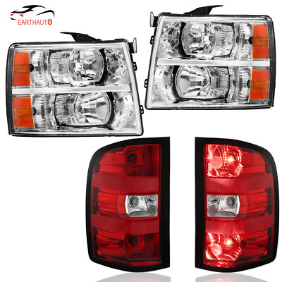 #ad 4X Headlight Red Tail Light For 2007 13 Silverado 1500 2007 2014 2500HD 3500HD $145.79