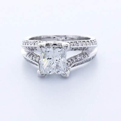 #ad 3.4 CTW Lab Created Diamond E VS2 Princess 18K White Gold Split Band Accent Ring $4934.43