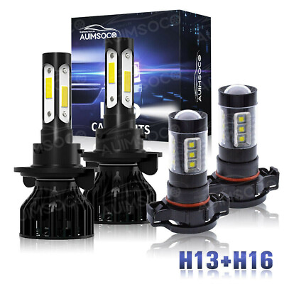 #ad Combo H135202 LED Headlight for GMC Yukon XL1500 2007 2014 Fog Light Bulbs Beam $39.99