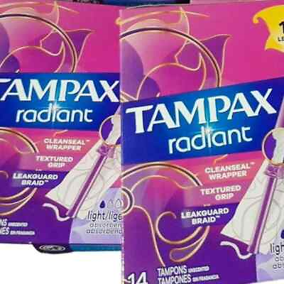 #ad Tampax Radiant Light 14 per box 2 boxes $25.99
