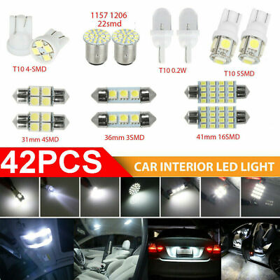 #ad 42pcs Car Interior Combo LED Map Dome Door Trunk License Plate Light Bulbs White $8.28
