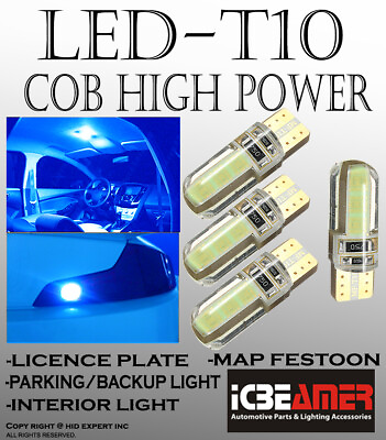#ad 4 pc 168 194 W5W T10 COB Blue LED Plug amp; Play Install for Brake Light Bulbs F553 $6.99