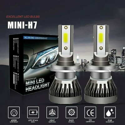 #ad 2PCS H7 LED Headlight 200W 20000LM Hi Low Kit Bulbs Beam 6000K Canbus Error Free $11.50