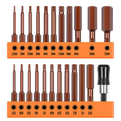 #ad 23PC Hex Head Allen Wrench Drill Bit Set Metric SAE S2 Steel Magnetic Tips 2.3quot; $11.99