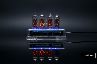 #ad IN 14 NIXIE TUBE CLOCK ASSEMBLED WITH ENCLOSURE AND ADAPTER 4 tubes by MILLCLOCK $169.00