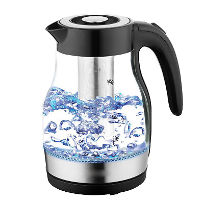 #ad 1.7L Cordless Electric Glass Tea Kettle Pot with Tea Infuser $31.33