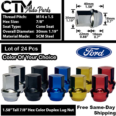 #ad 24Pc FORD 2015 2022 F150 M14x1.5 LARGE SEAT LUG NUT FIT FORD STOCK WHEEL amp;MORE $29.43