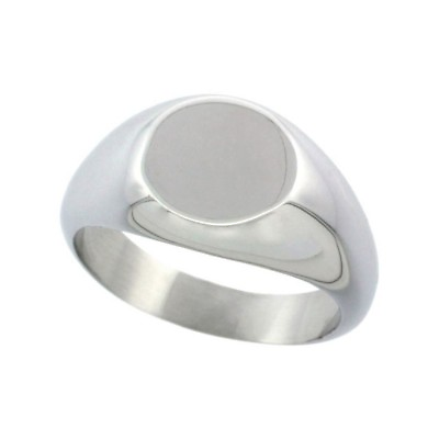 #ad #ad Surgical Steel Small Signet Ring Solid Initial Blank Polish 3 8quot; Round Size 5 9 $24.99