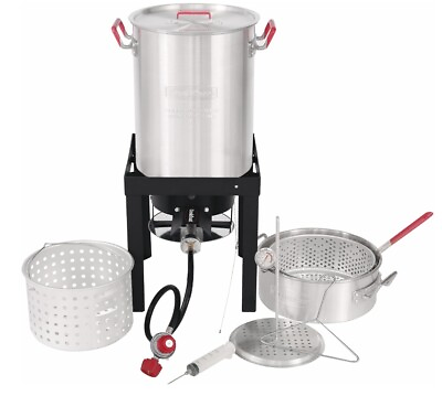 #ad Turkey and Fish Fryer Pot Seafood Boiler Steamer Kit 50000BTU Propane Gas Burner $119.00
