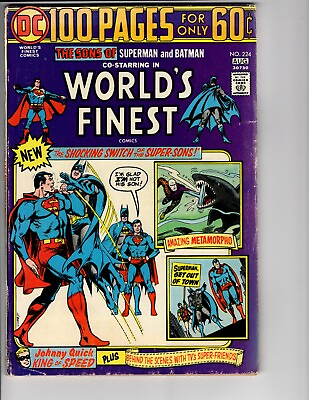 #ad WORLD#x27;S FINEST #224 Comic 1974 SONS Of Superman And Batman FN Nick Cardy Cover $20.99