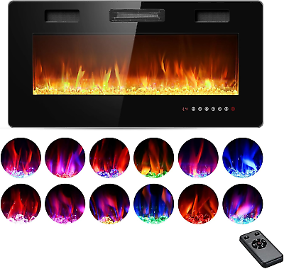 #ad Electric Fireplace Inserts 36” Recessed amp; Wall Mounted Fireplace Heater for Ind $270.36