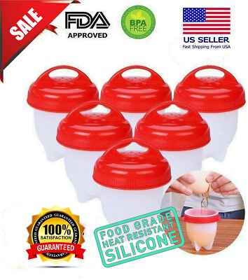 #ad 6 2Pcs Hard Boiled Silicone Egg Cooker NonStick Without Shell 100%BPA FREE $4.99