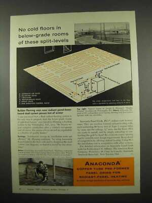 #ad 1957 Anaconda Copper Tube Ad Radiant Panel heating $19.99