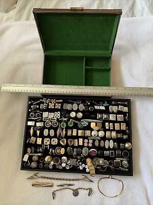 #ad Jewerly Box Full Of Assorted Cuff Links amp; Tie Bars Just Revised With New Stuff $100.00