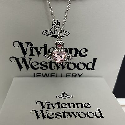 #ad Vivienne Westwood Crystal Pink Heart Orb Pendant Necklace Girls Gift $25.99