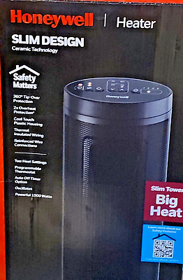 #ad *CHEAPEST* Honeywell Ceramic Compact Tower Heater Black Preset Temp Thermostat $22.00